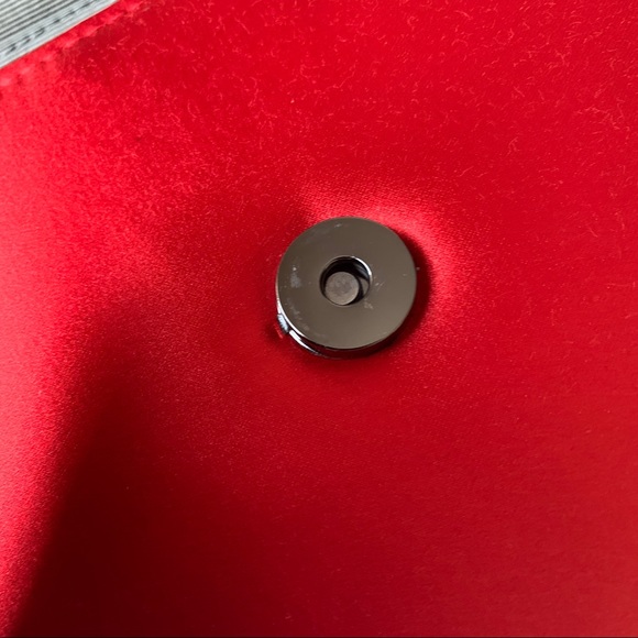 BCBG “Helen” Curry Red Satin Chain Clutch Bag - Picture 6 of 7